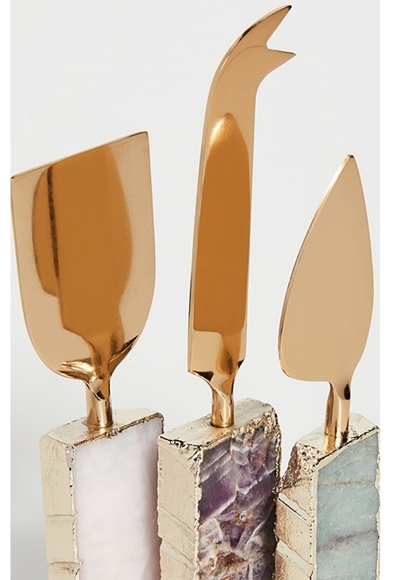 Anthropologie Agate Cheese Knives, set of 3 - Picture 1 of 7